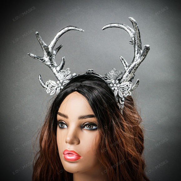 Antelope Devil Animal Deer Horn Headband - Silver - Picture 3 of 10